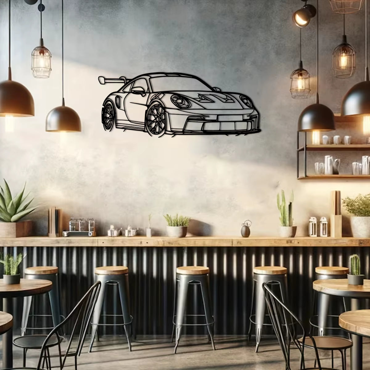 1Pc for Supercar Metal Wall Art - 15.75" X 6.32" Modern Iron Home Decor Sign, Dynamic Racing Car Outline Sculpture, Car Decor