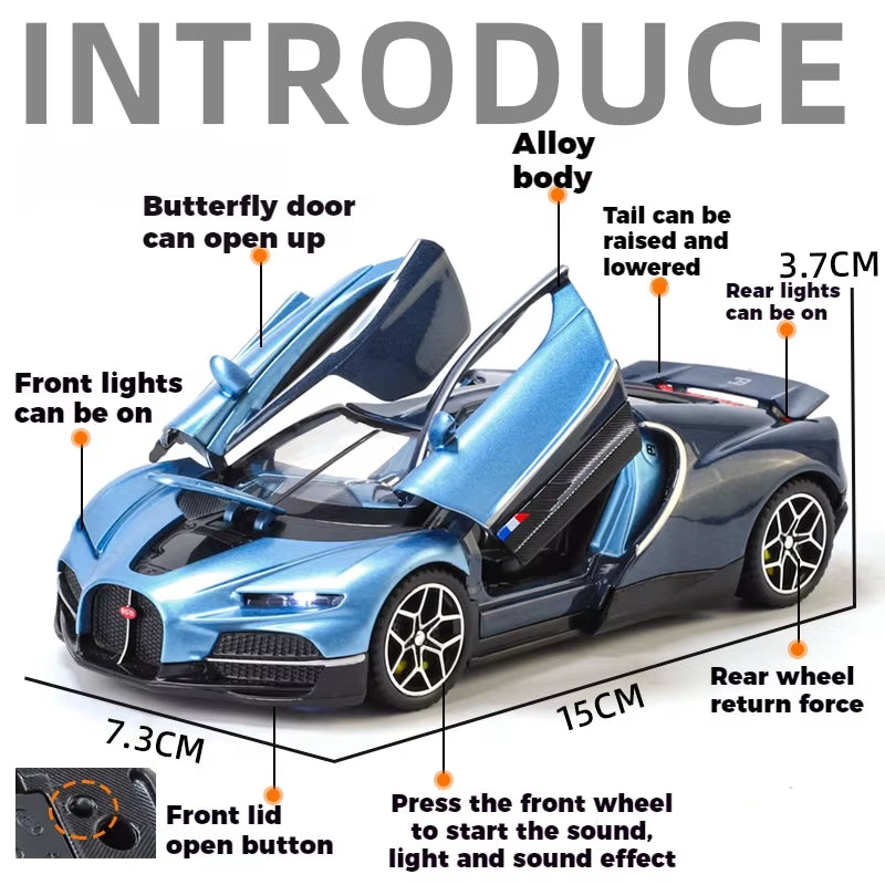 1:32 Bugatti Tourbillon V16 Supercar Alloy Metal Diecast Model Car Children'S Toys Mini GT Collection Hobbies Birthday Gifts Boy