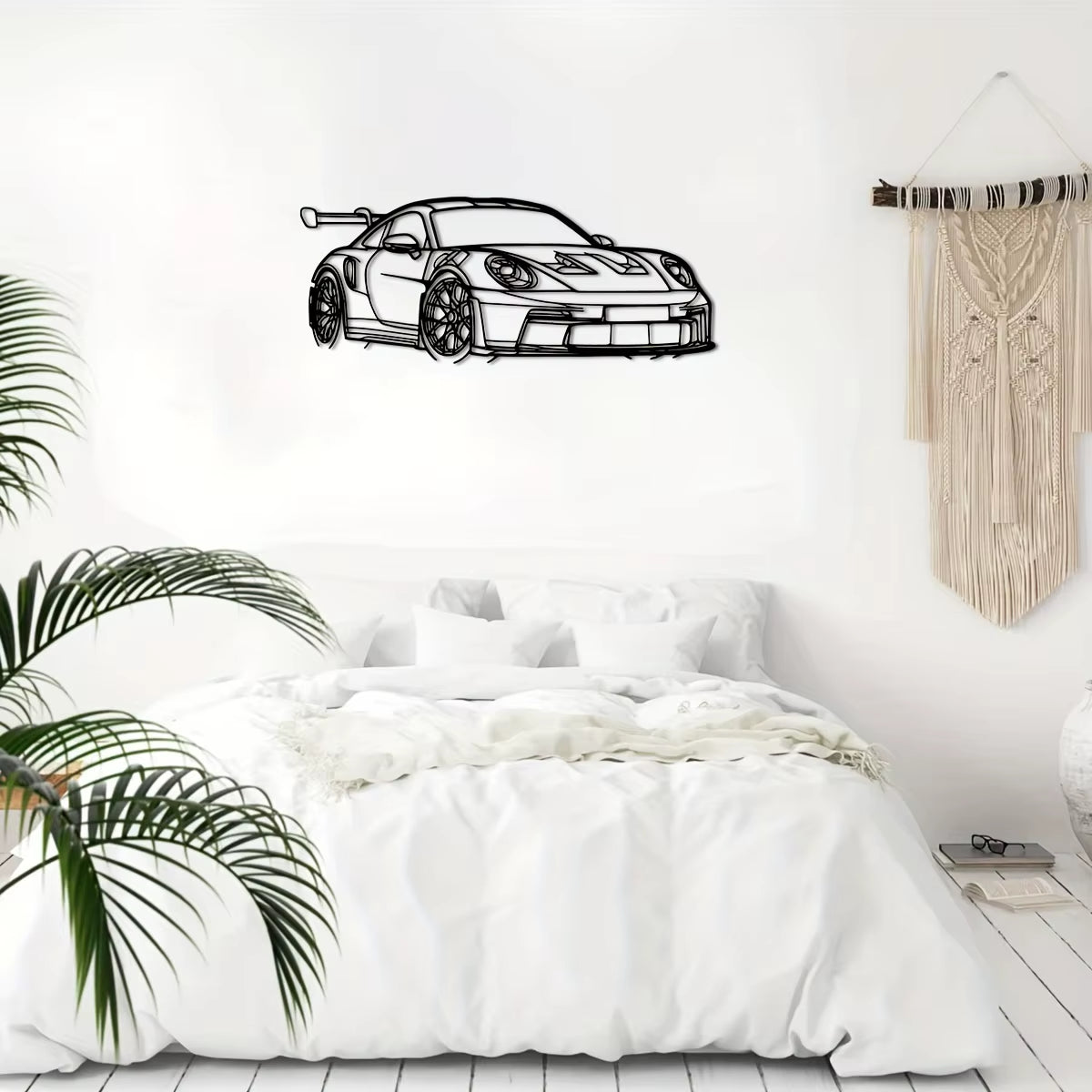 1Pc for Supercar Metal Wall Art - 15.75" X 6.32" Modern Iron Home Decor Sign, Dynamic Racing Car Outline Sculpture, Car Decor