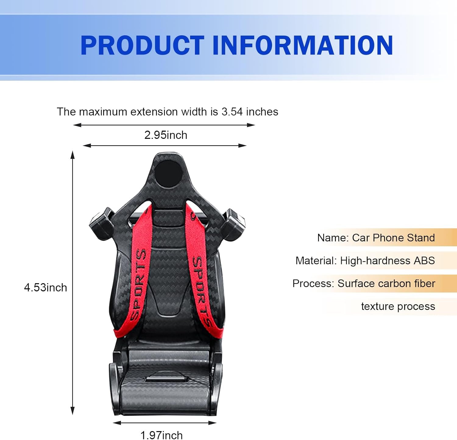 Car Air Vent Phone Mount, Carbon Fiber Racer Seat Style Cell Phone Holder, 360° Rotatable Secure Adaptive Tightening Car Mount, Universal for Most Car Air Vents (Red)